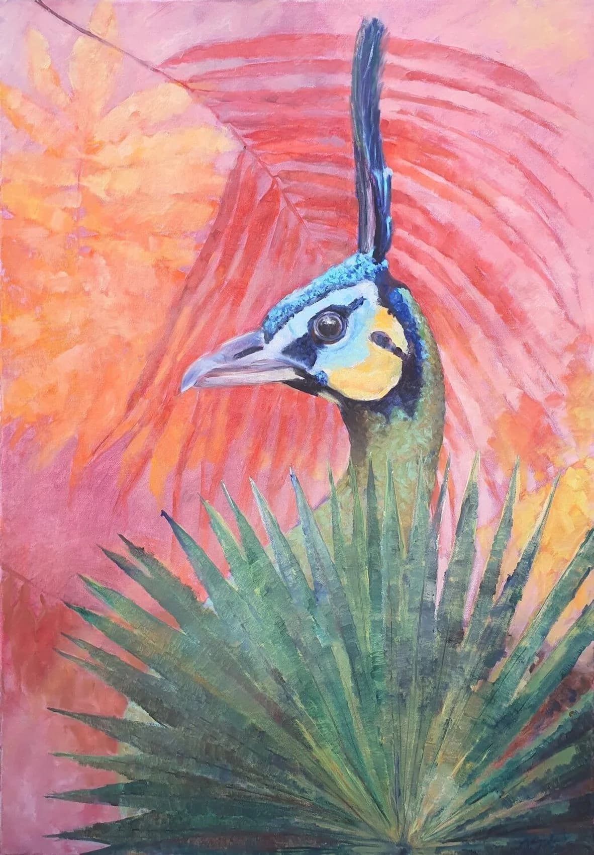 Pfau im Palmenfächer — Raumansicht